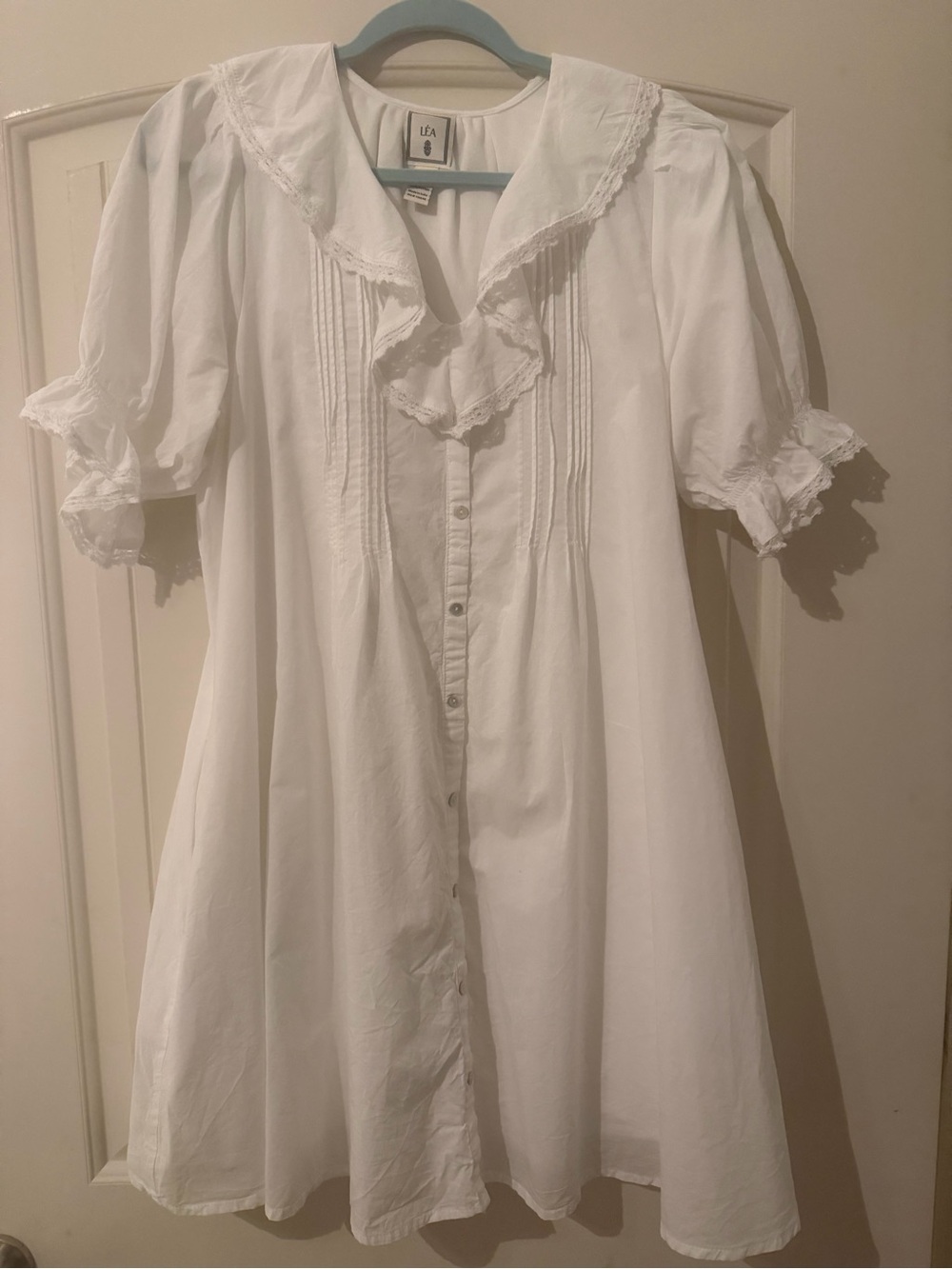 White Ruffled Button-FrontDress
